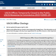 CLOSURES OF USCIS OFFICES